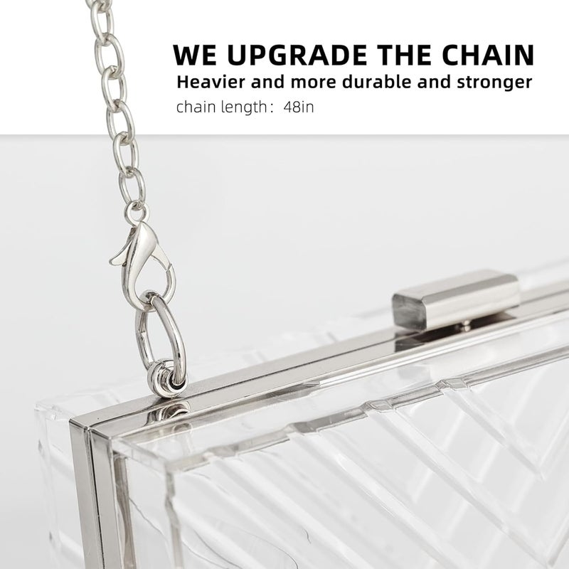 WJCD Clear Purses For Women Acrylic Clear Clutch Bag Stadium Approved - Image 3